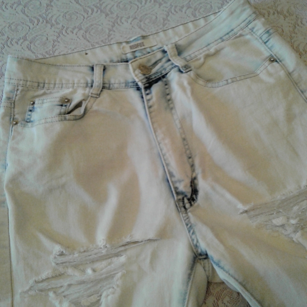 🌺 REDFOX Bleached Out Ripped High Rise SkinnyJeans - Picture 2 of 8